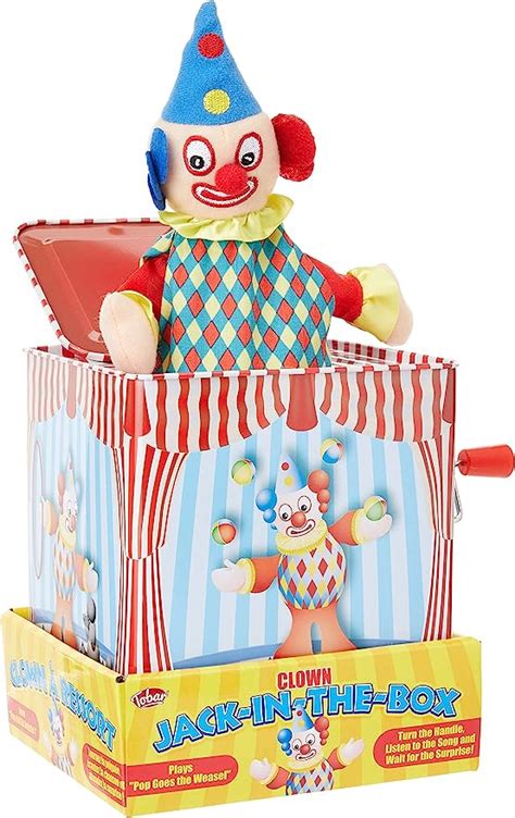 Tobar Clown Jack in The Box Traditional Tin Toy, Assorted Colour